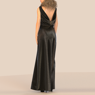 Snakescale Sequin Cowl-Back Gown